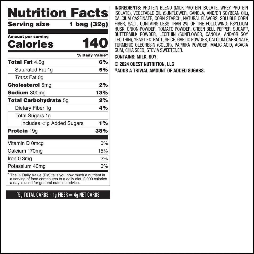 Quest Nutrition Tortilla Flavor Protein Chips, Low Carb, High Protein, Gluten Free, 1.1 oz (Pack of 12)